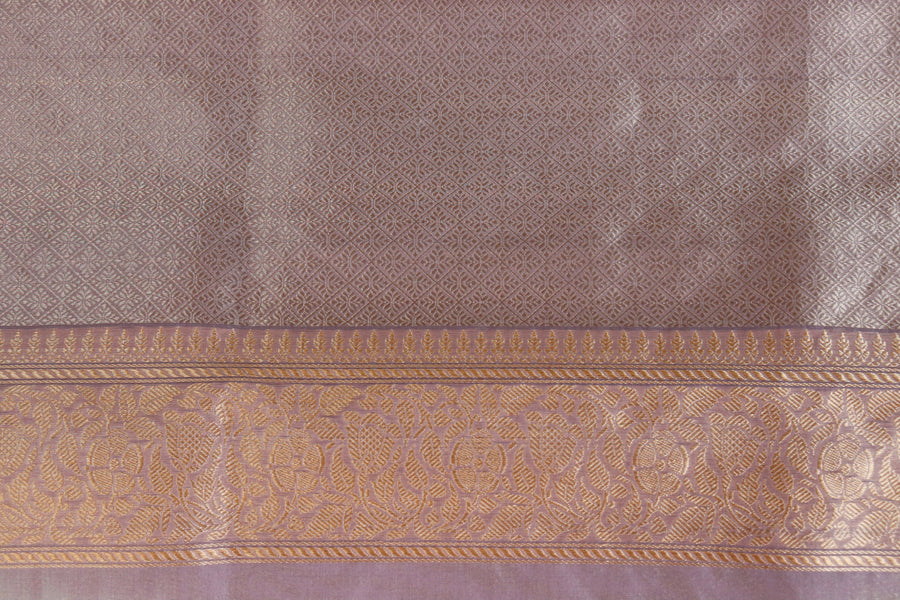Pale Mauve Parizaat Motif Pure Kora Silk Handloom Saree