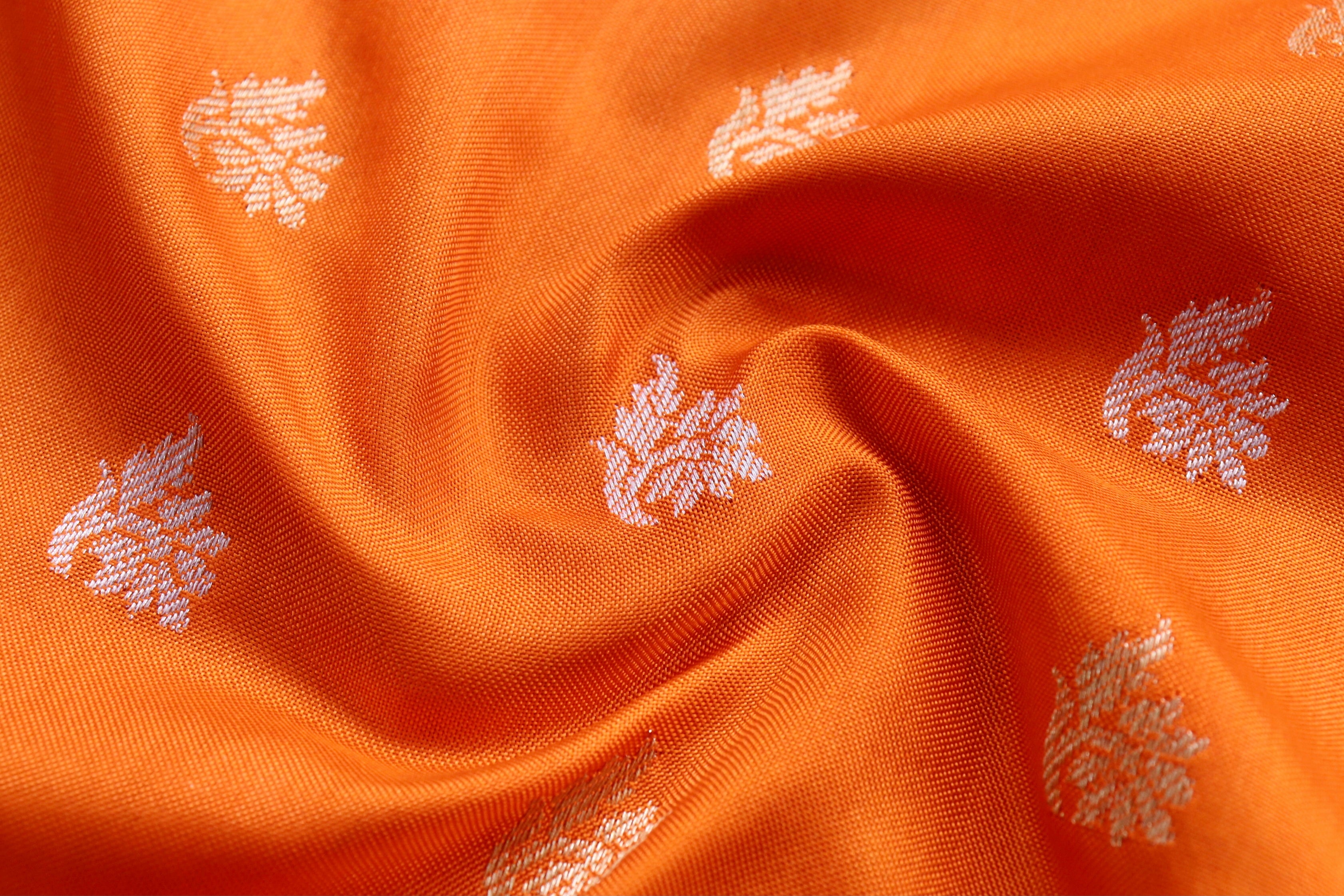 Orange Kadhua Motif Pure Silk Handloom Banarasi Saree