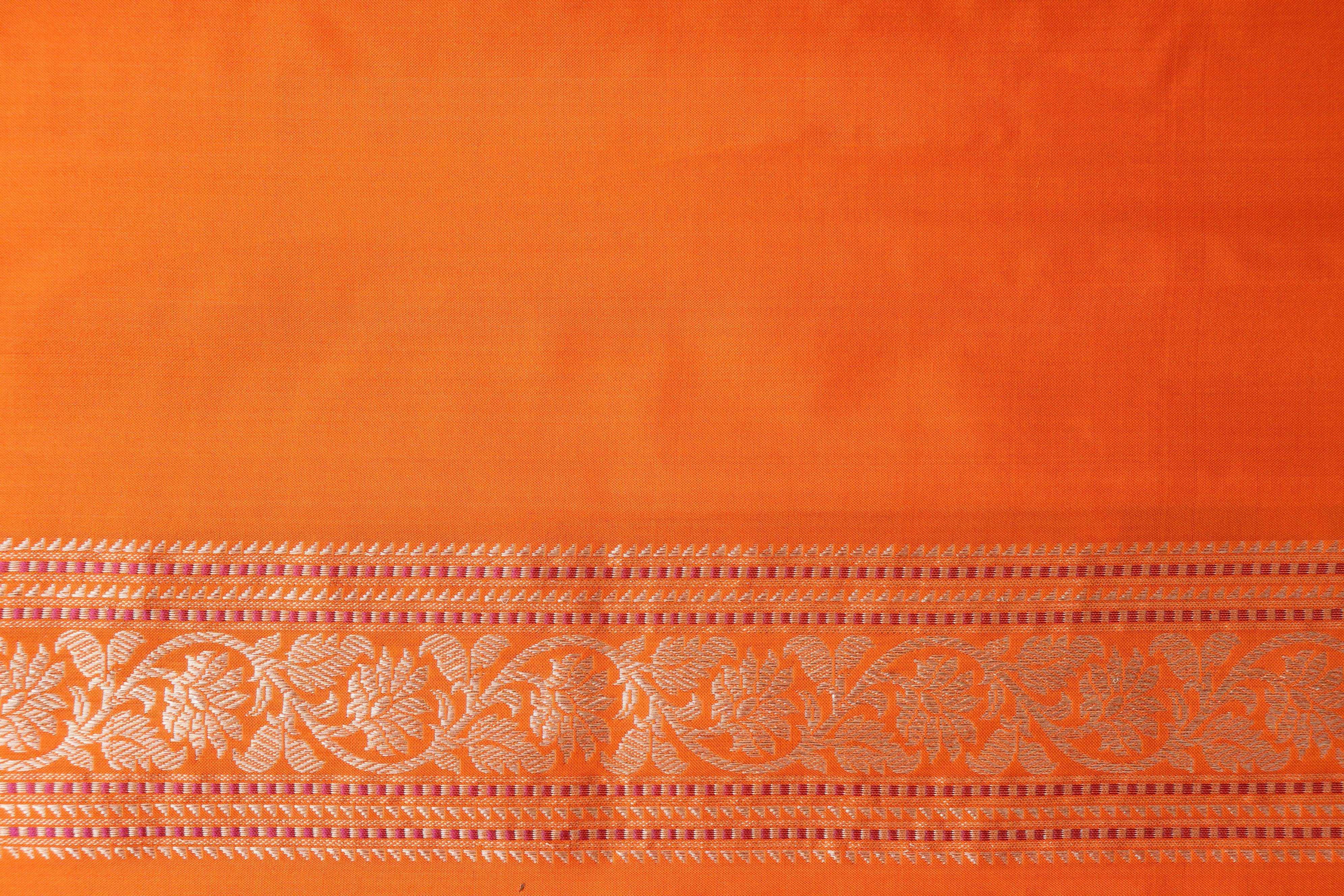 Orange Kadhua Motif Pure Silk Handloom Banarasi Saree