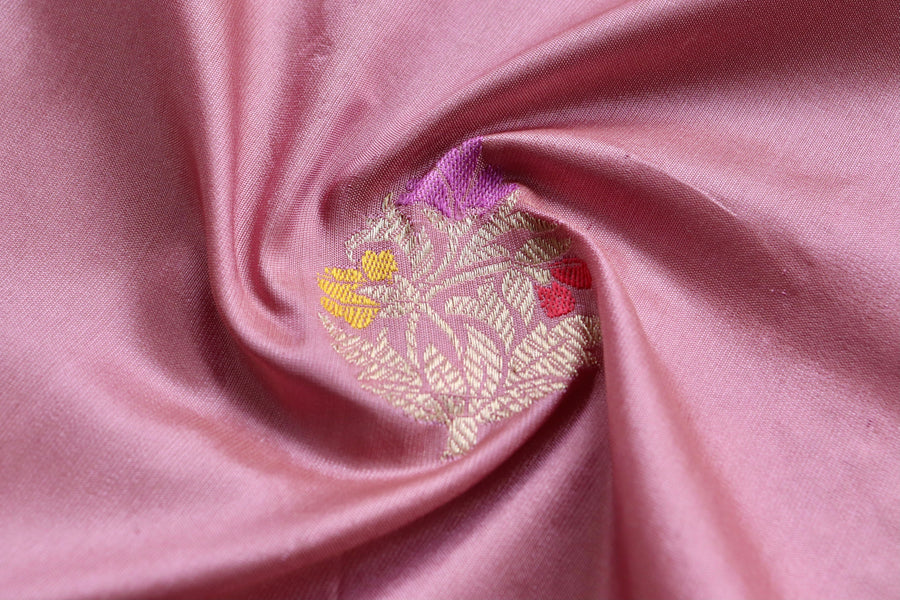 Aanchal motif on Rouge Pink Guldasta saree