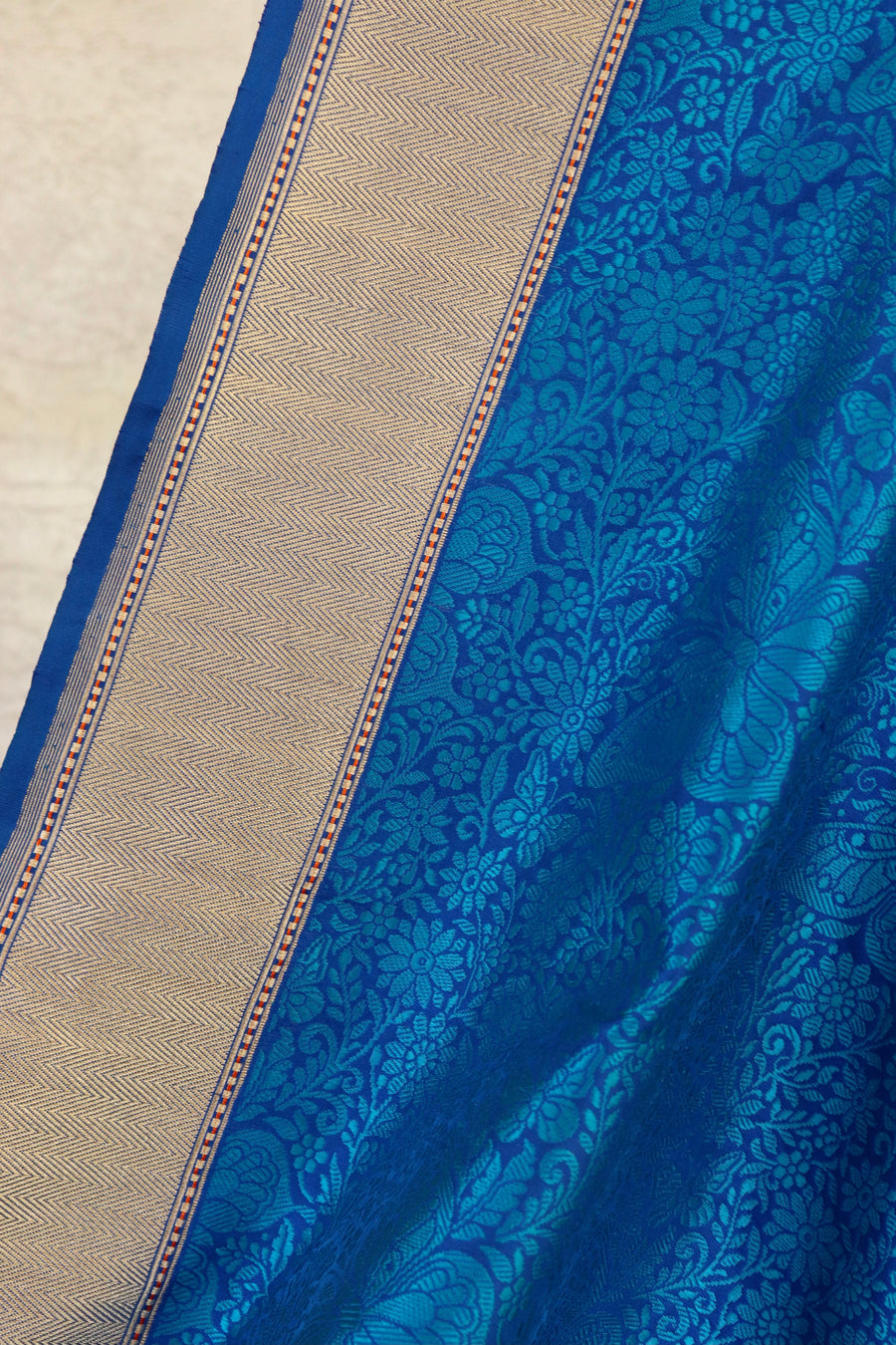 Blue Butterfly Resham Handwoven Banarasi Tanchoi Silk Saree