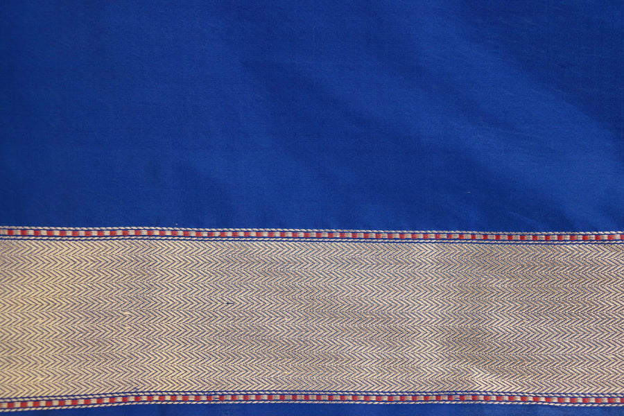 Blue Butterfly Resham Handwoven Banarasi Tanchoi Silk Saree