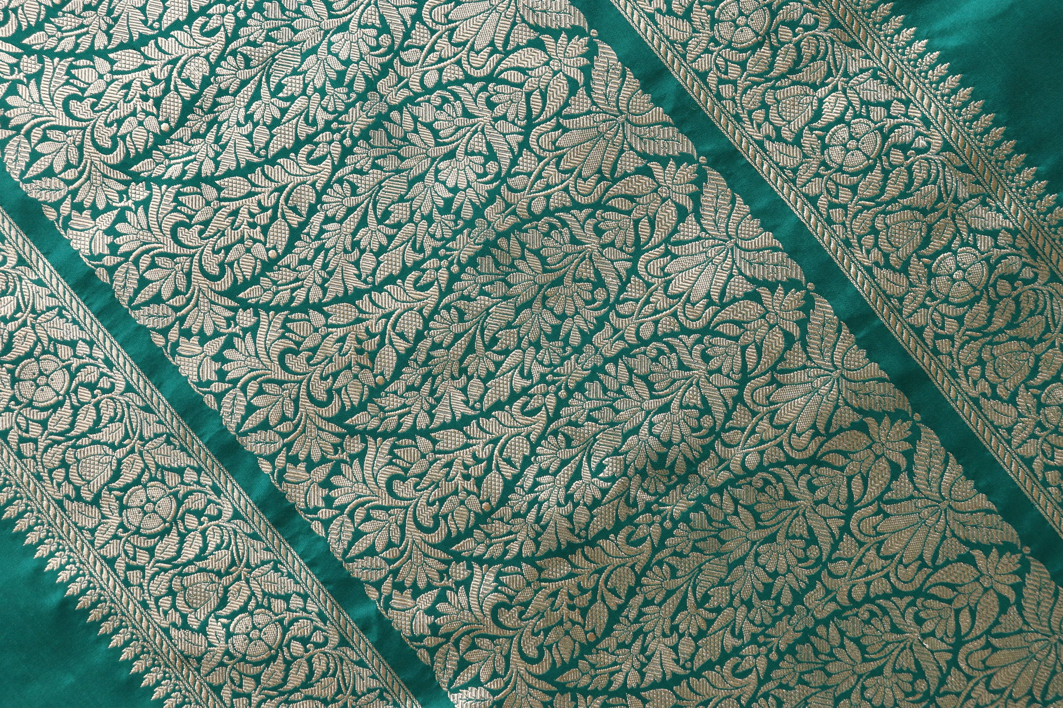 Bottle Green Kadhua Motif Pure Silk Handloom Banarasi Saree