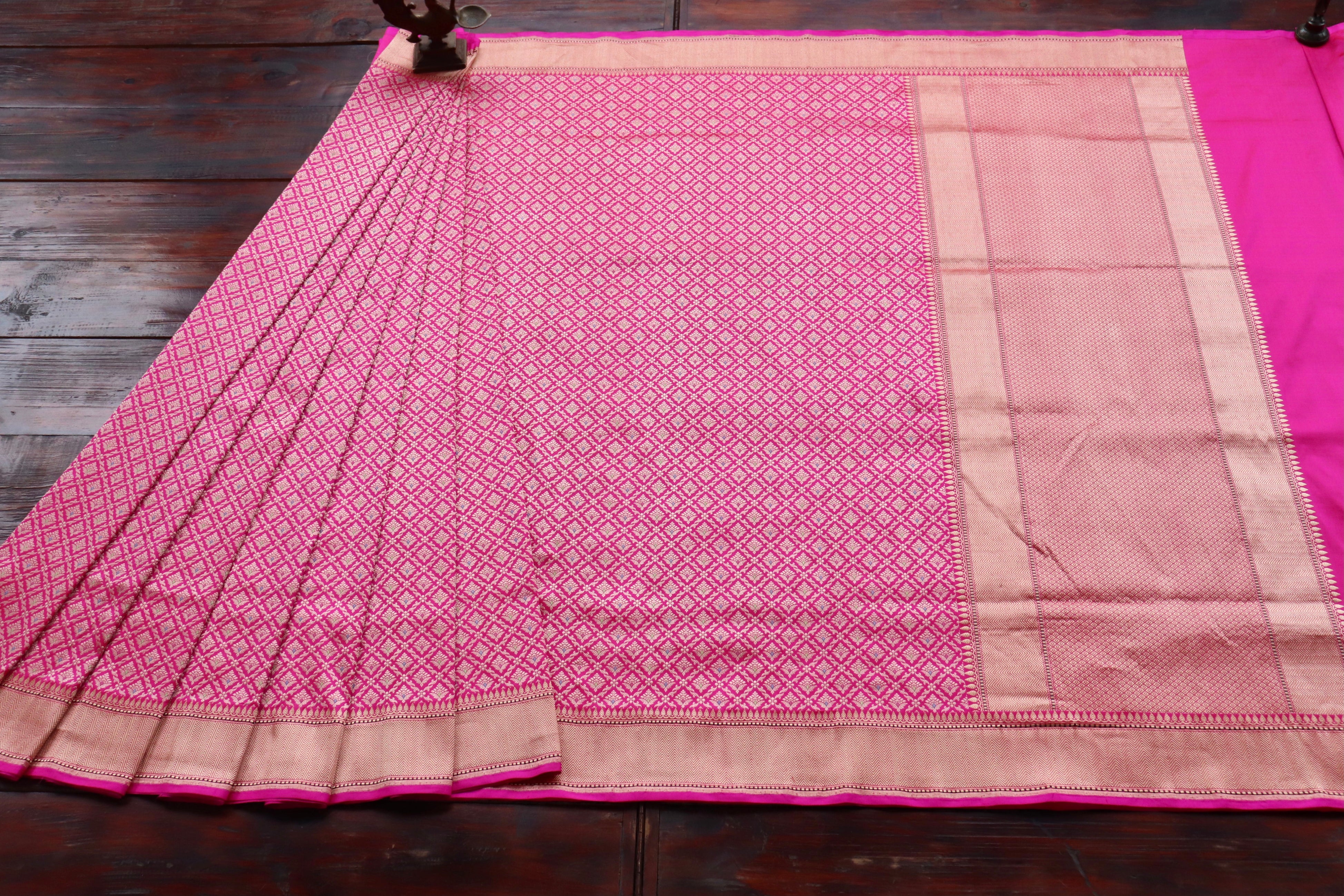 Pink Meenadar Handwoven Banarasi Tanchoi Silk Saree