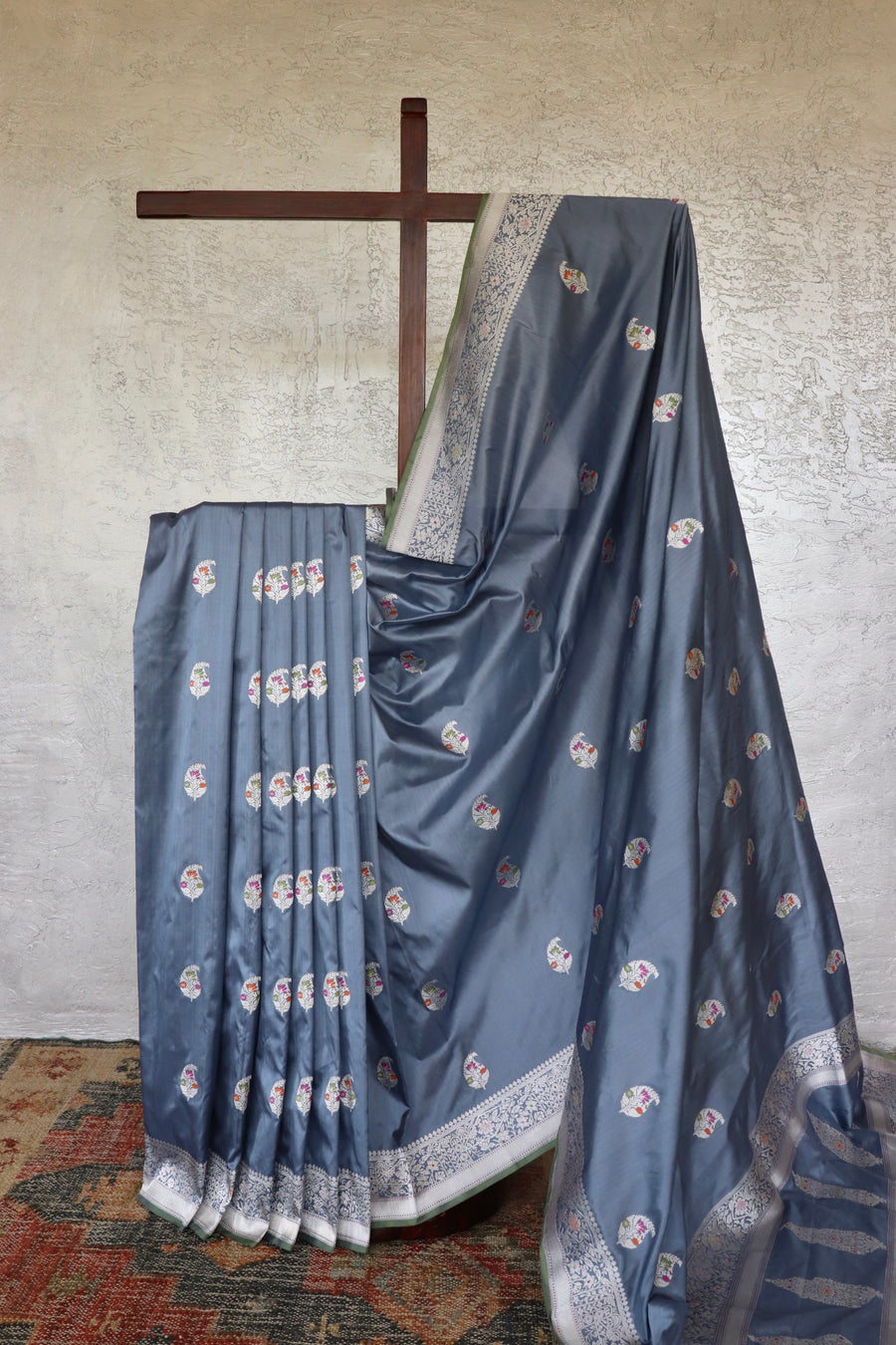 Grey Kairy Pure Silk Handloom Banarasi Saree (Copy)