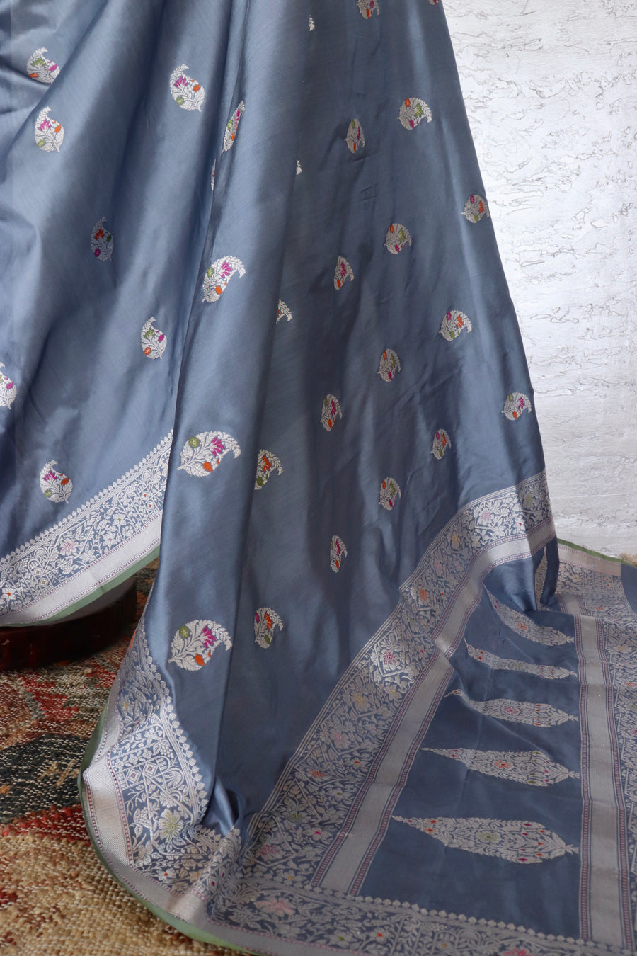 Grey Kairy Pure Silk Handloom Banarasi Saree (Copy)
