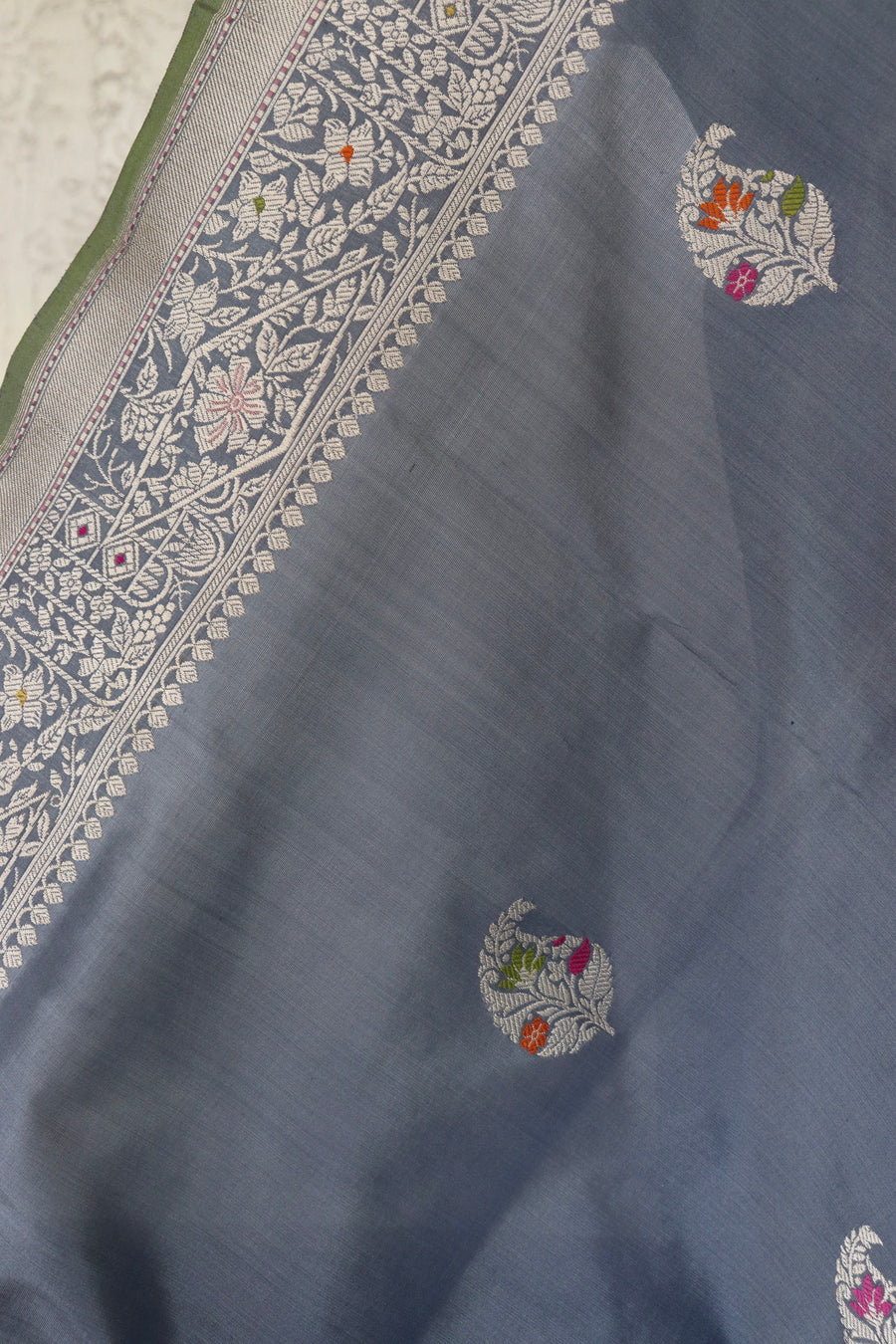 Grey Kairy Pure Silk Handloom Banarasi Saree (Copy)