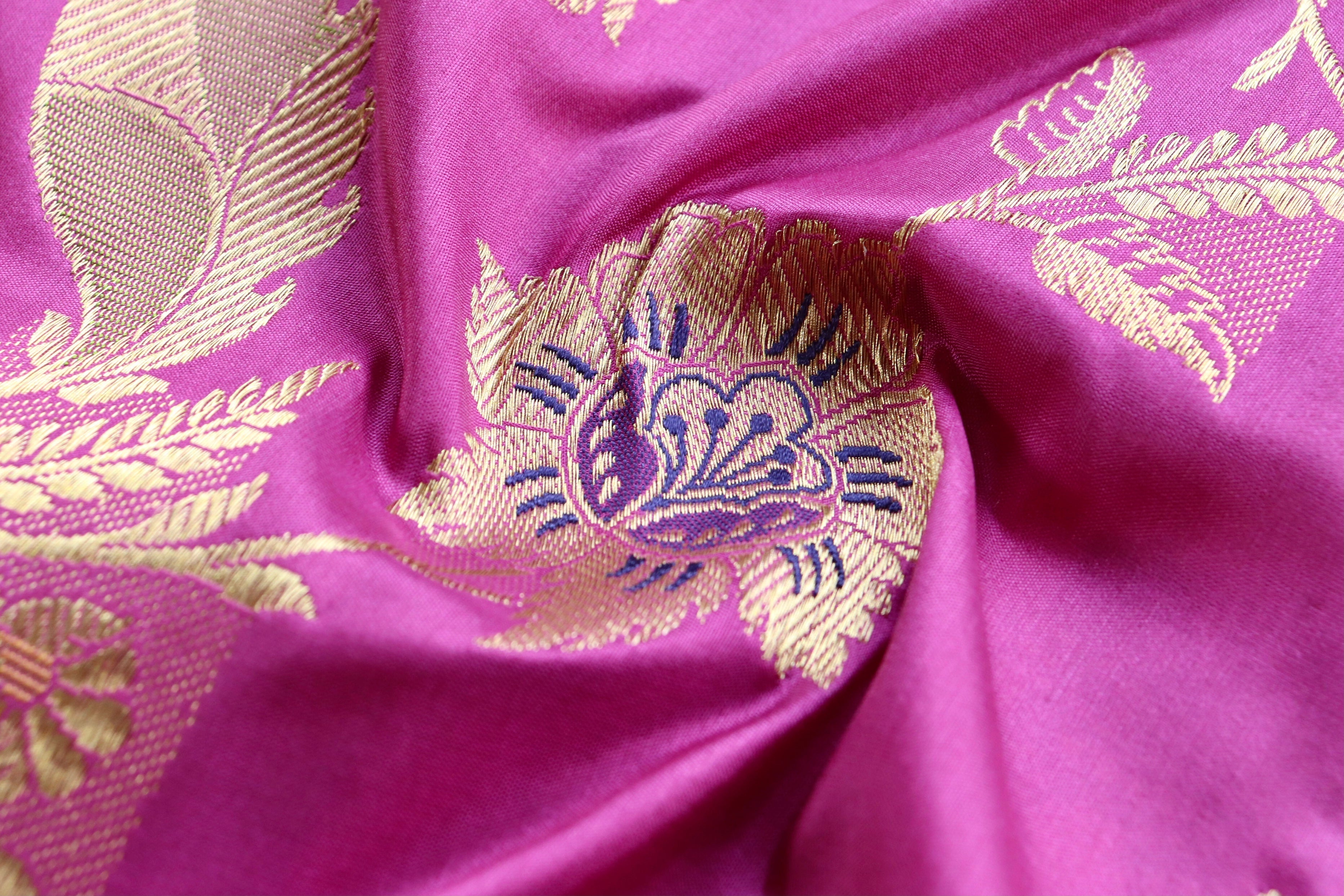 Purple Meenadar Pure Silk Handloom Banarasi Jangla Saree