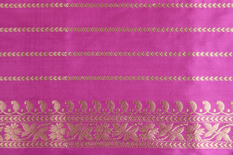 Purple Meenadar Pure Silk Handloom Banarasi Jangla Saree