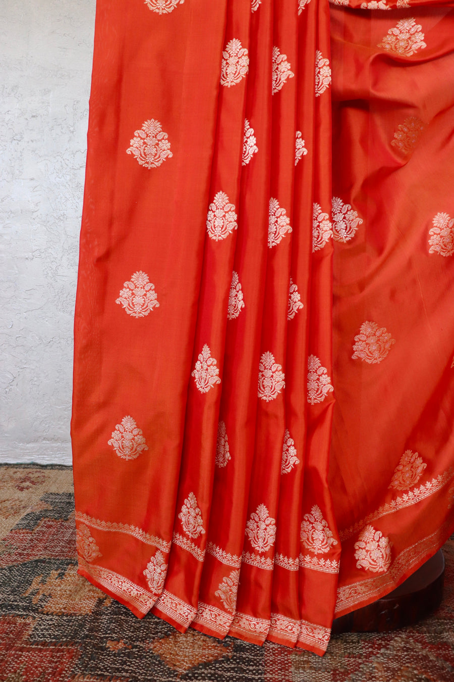 Rust Kadhua Motif Pure Silk Handloom Banarasi Saree