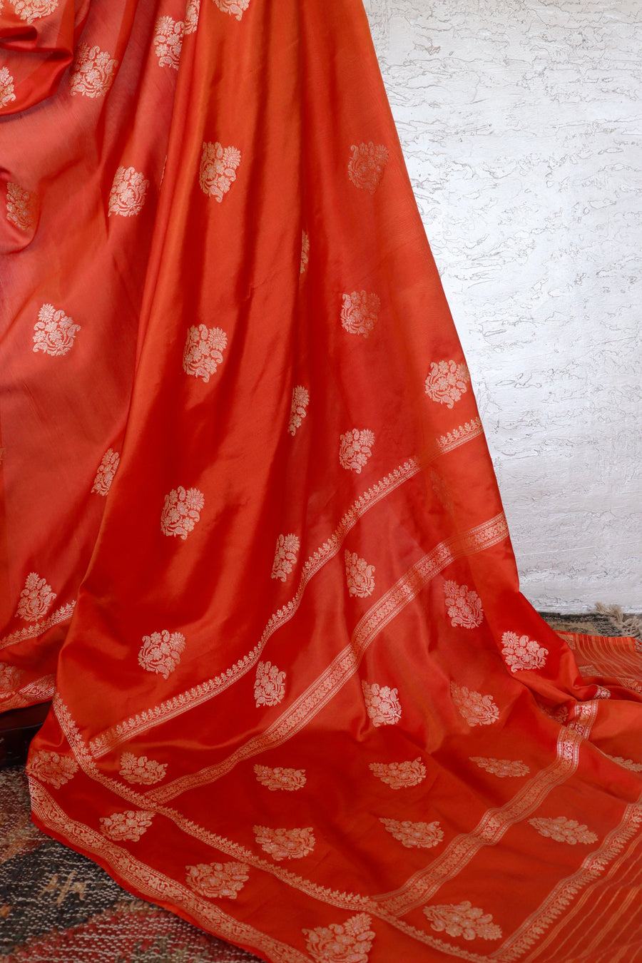 Rust Kadhua Motif Pure Silk Handloom Banarasi Saree