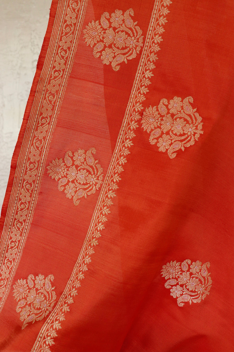 Rust Kadhua Motif Pure Silk Handloom Banarasi Saree