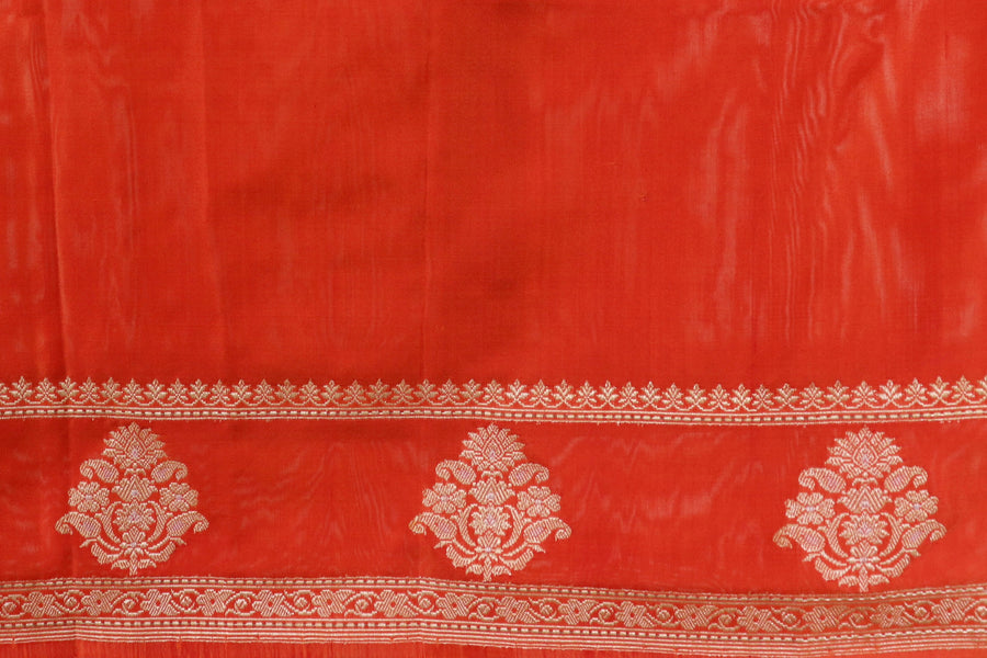 Rust Kadhua Motif Pure Silk Handloom Banarasi Saree