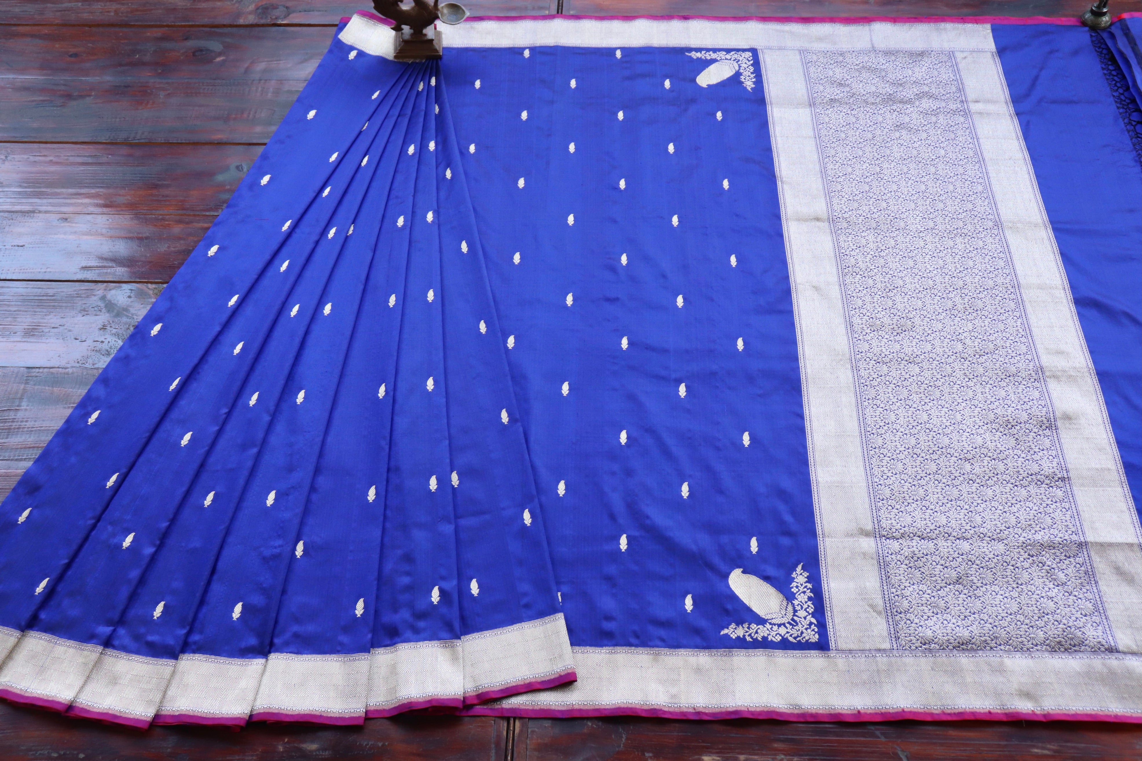 Royal Blue Kairy Kuniya Pure Silk Handloom Banarasi Saree