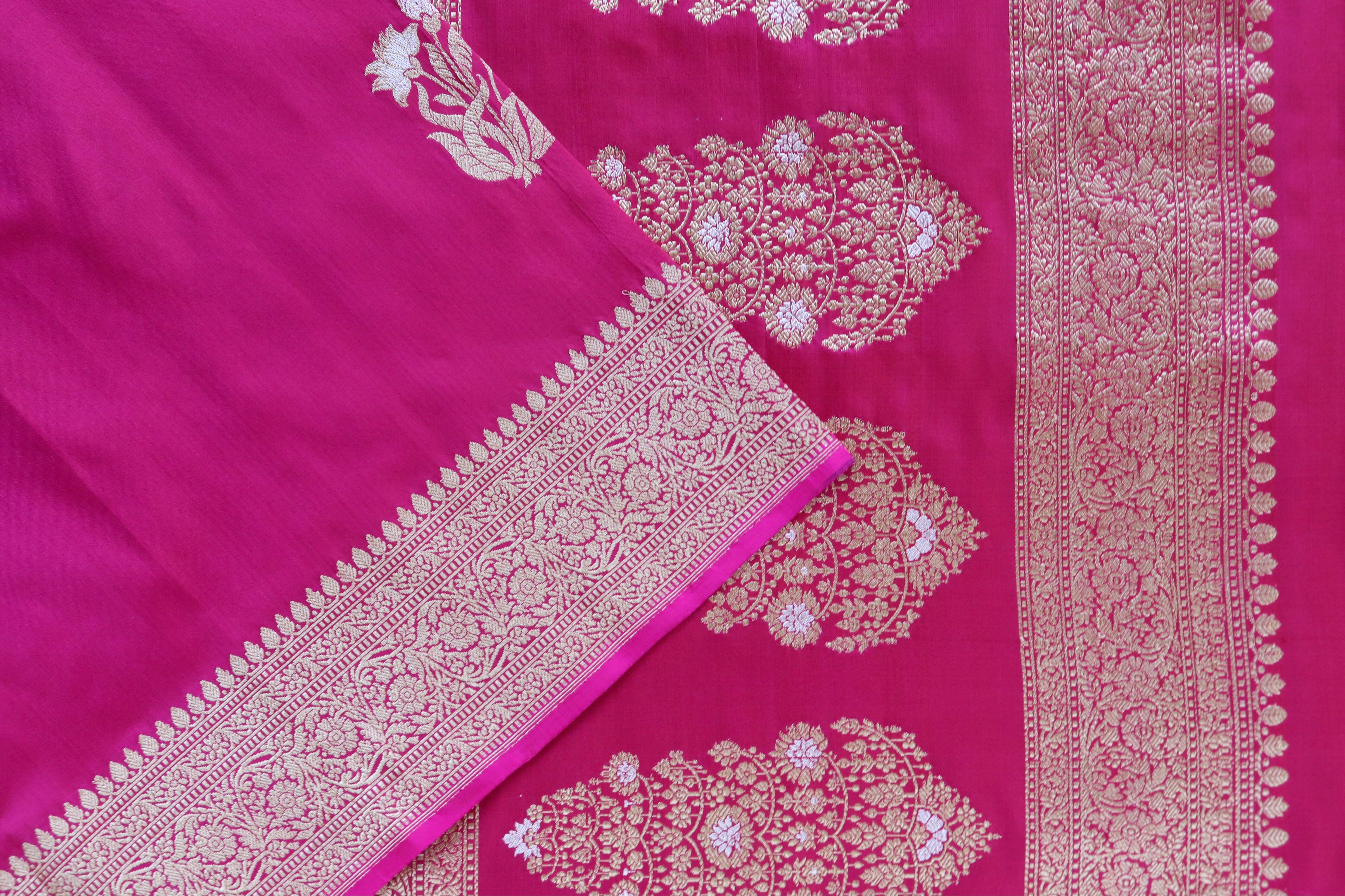 Pink Sona Rupa Motif Pure Silk Handloom Banarasi Saree