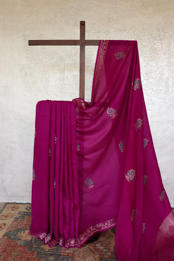 Purple Kadhua Motif Munga Silk Handloom Saree