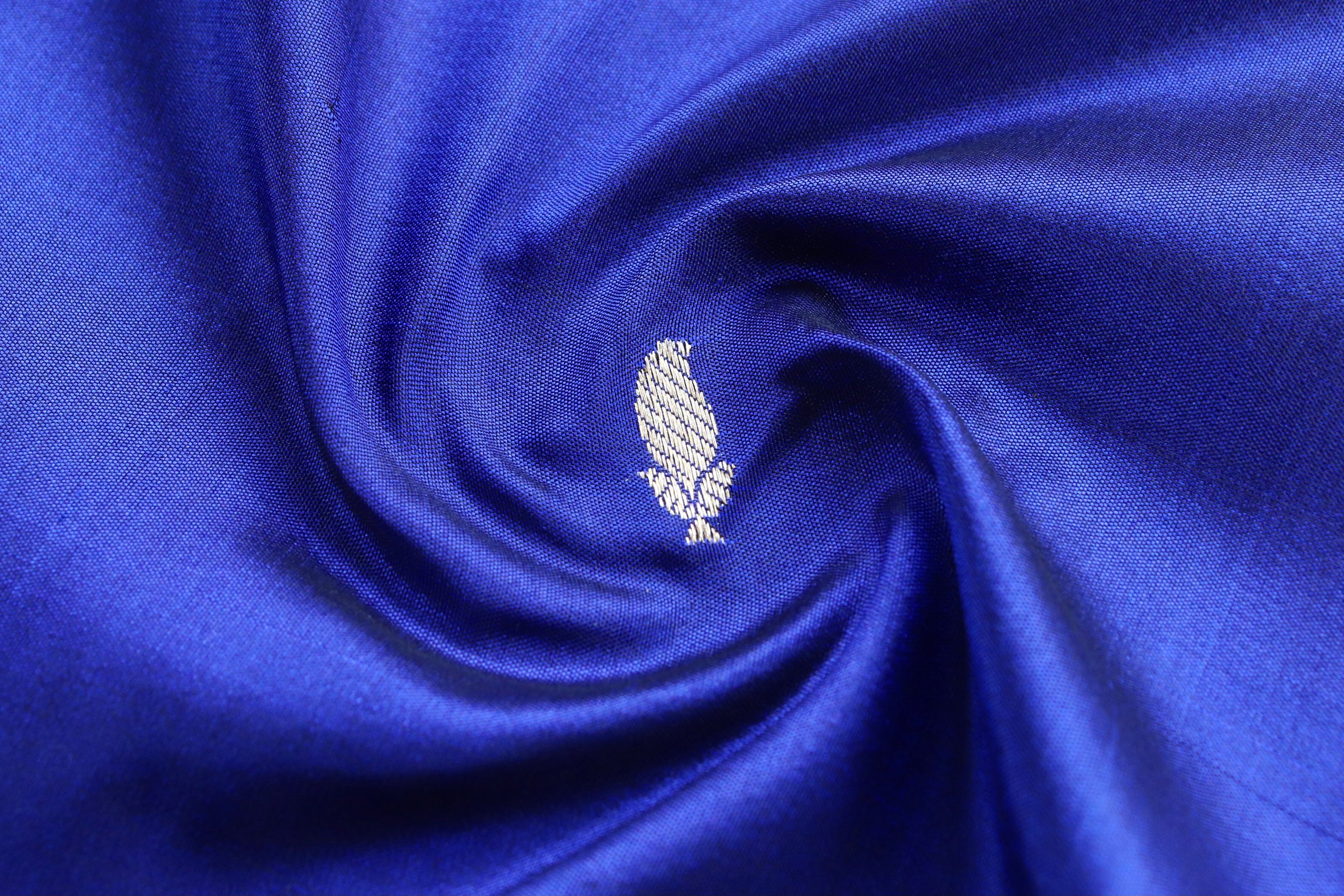 Royal Blue Kairy Kuniya Pure Silk Handloom Banarasi Saree