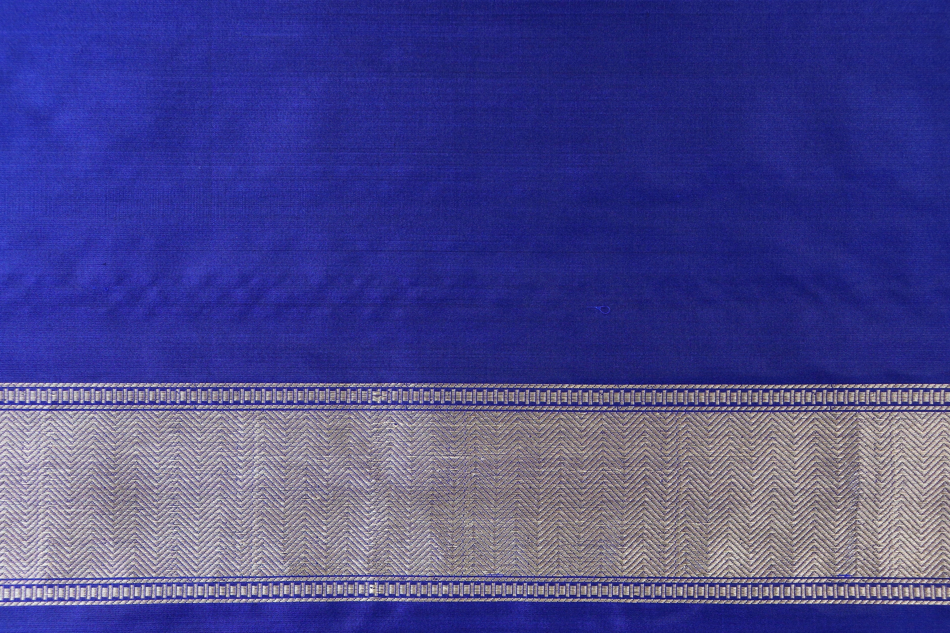 Royal Blue Kairy Kuniya Pure Silk Handloom Banarasi Saree