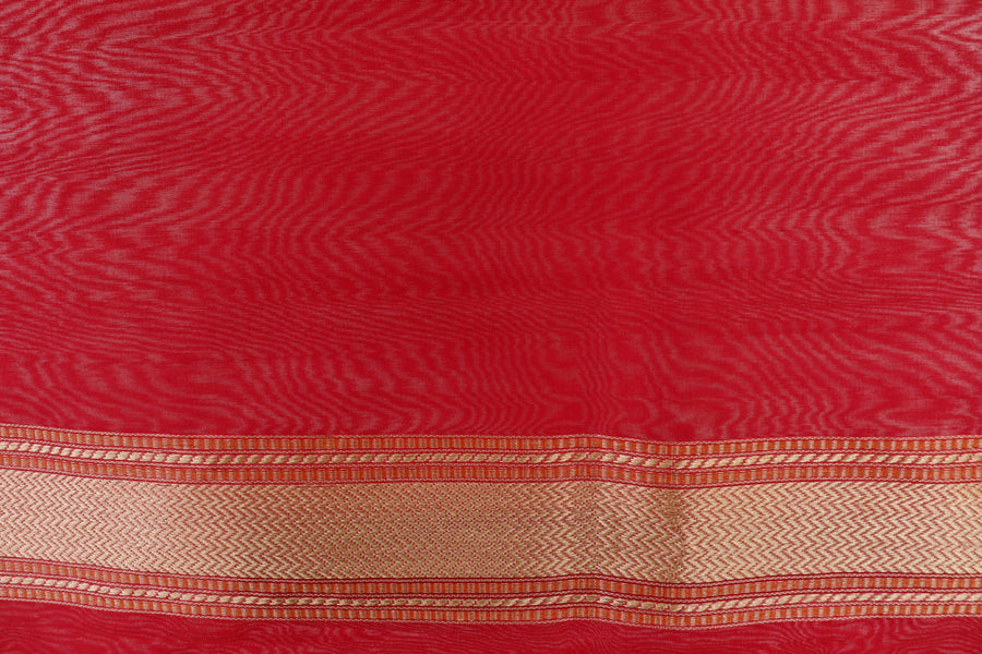 Red Kadhua Motif Pure Kora Silk Handloom Banarasi Saree