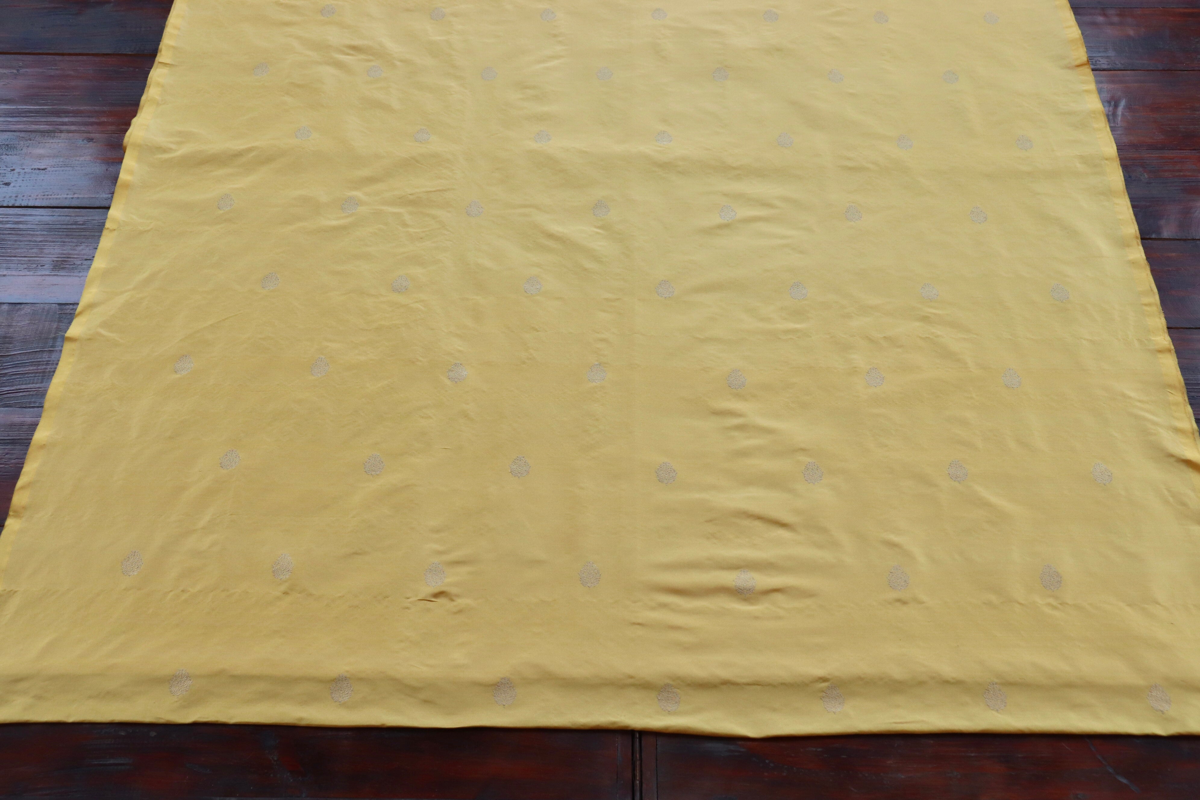 Butter Yellow Pure Katan Silk Handloom Banarasi Thaan