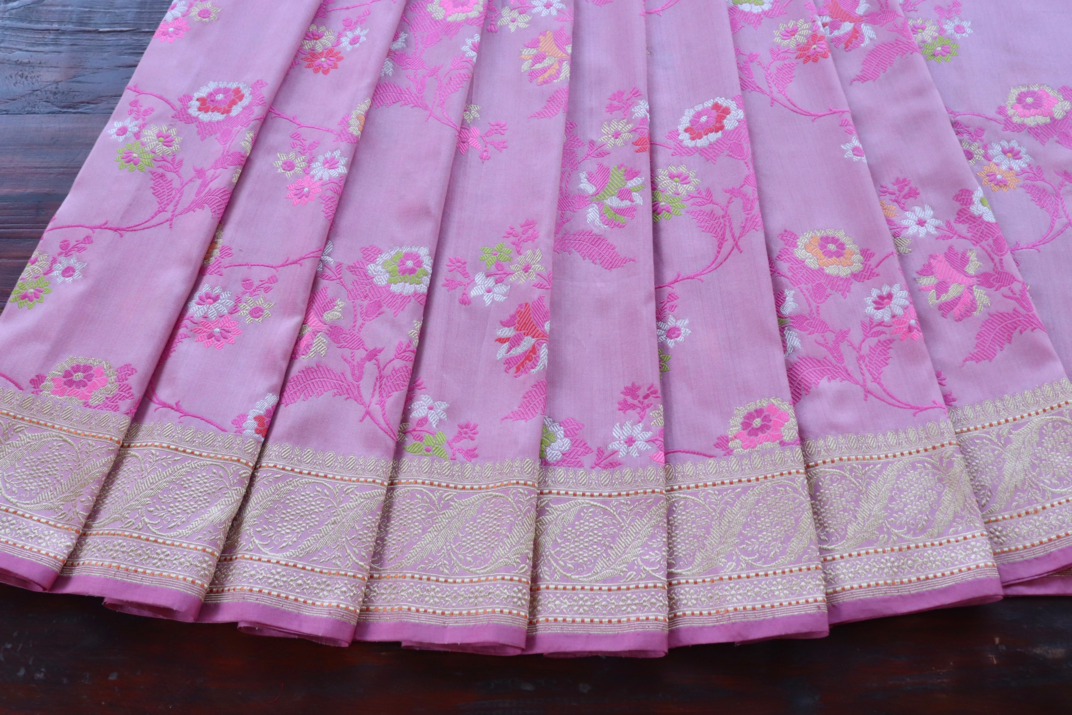 Pink Meenadar Kadhua Pure Silk Handloom Banarasi Saree