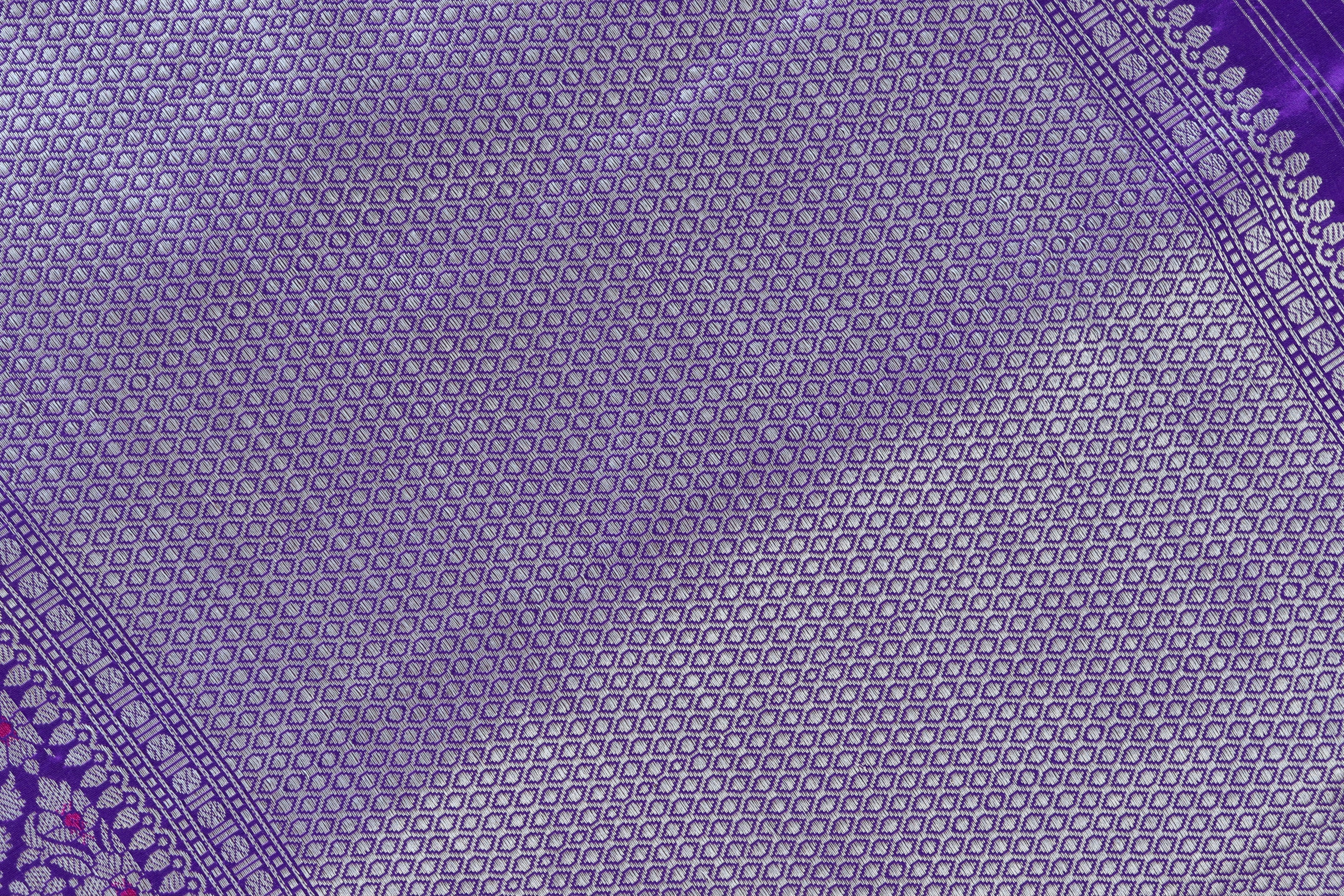 Purple Meenadar Tanchoi Pure Silk Handloom Banarasi Saree