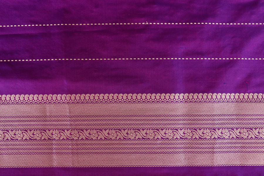 Purple Aada Jangla Pure Katan Silk Banarsi Saree