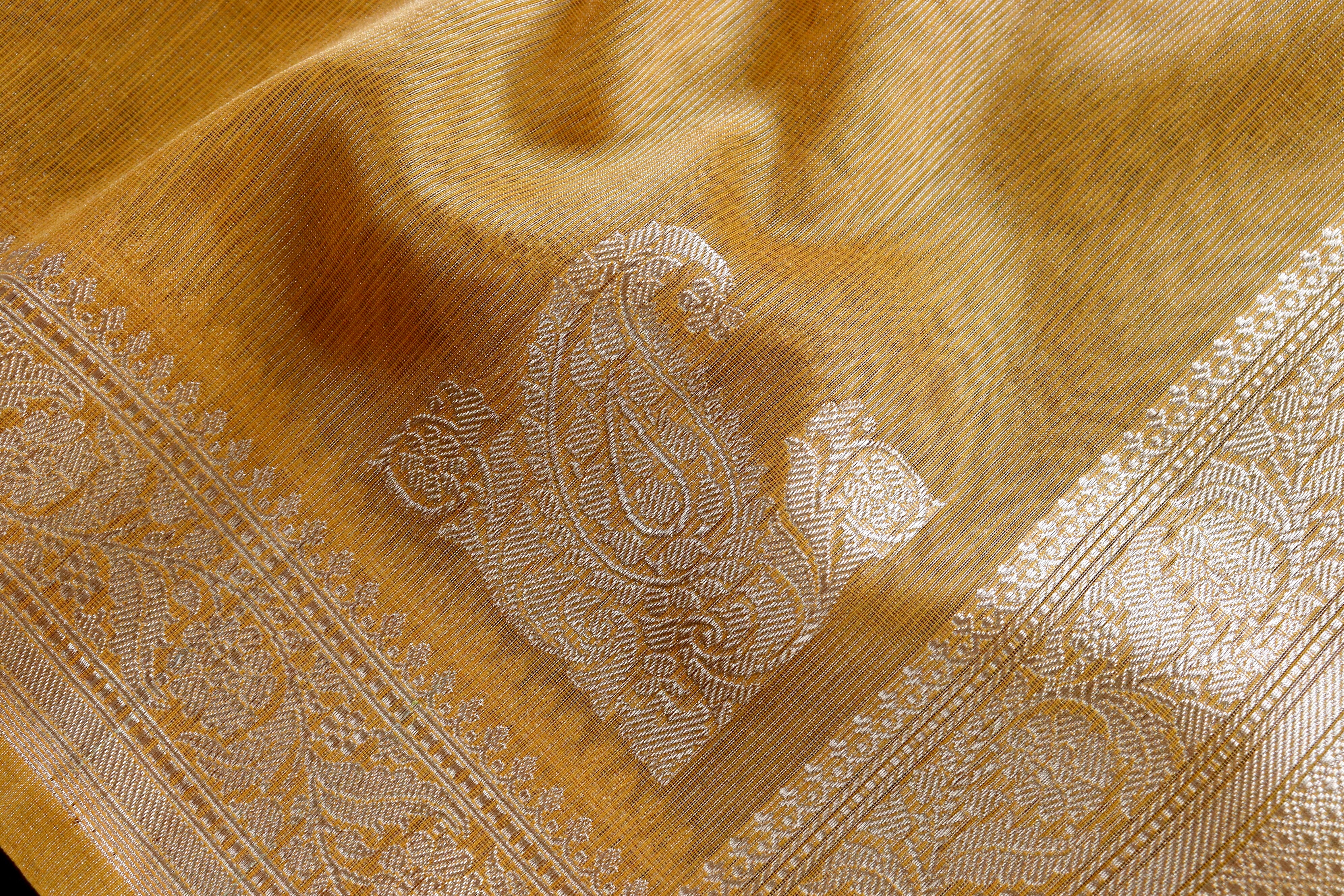 Gold Yellow Kuniya Cotton Handloom Saree