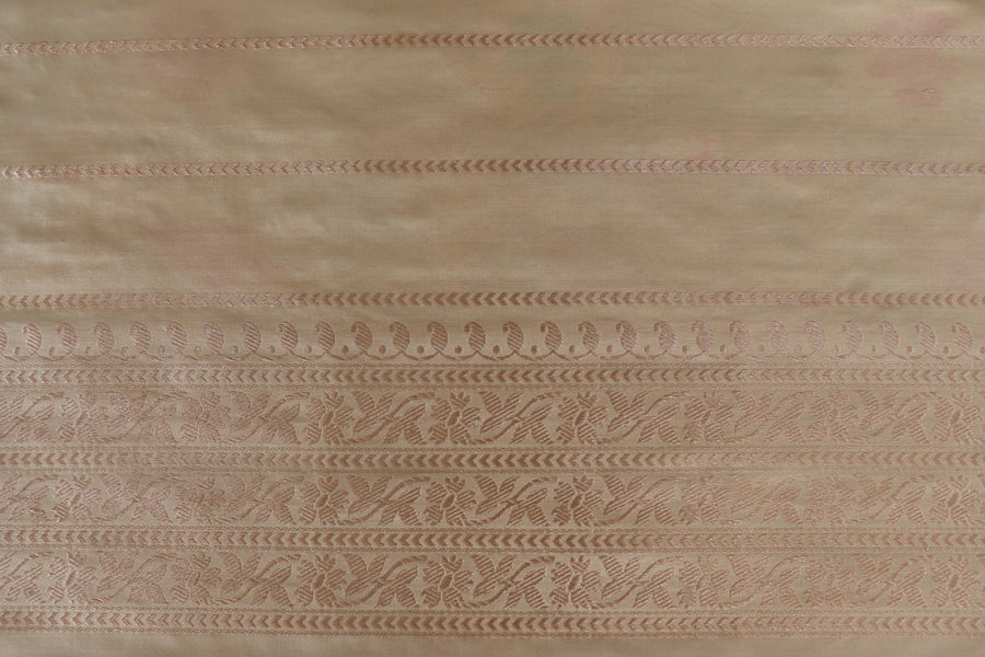 Beige Pure Silk Kadhua Jangla Handwoven Saree