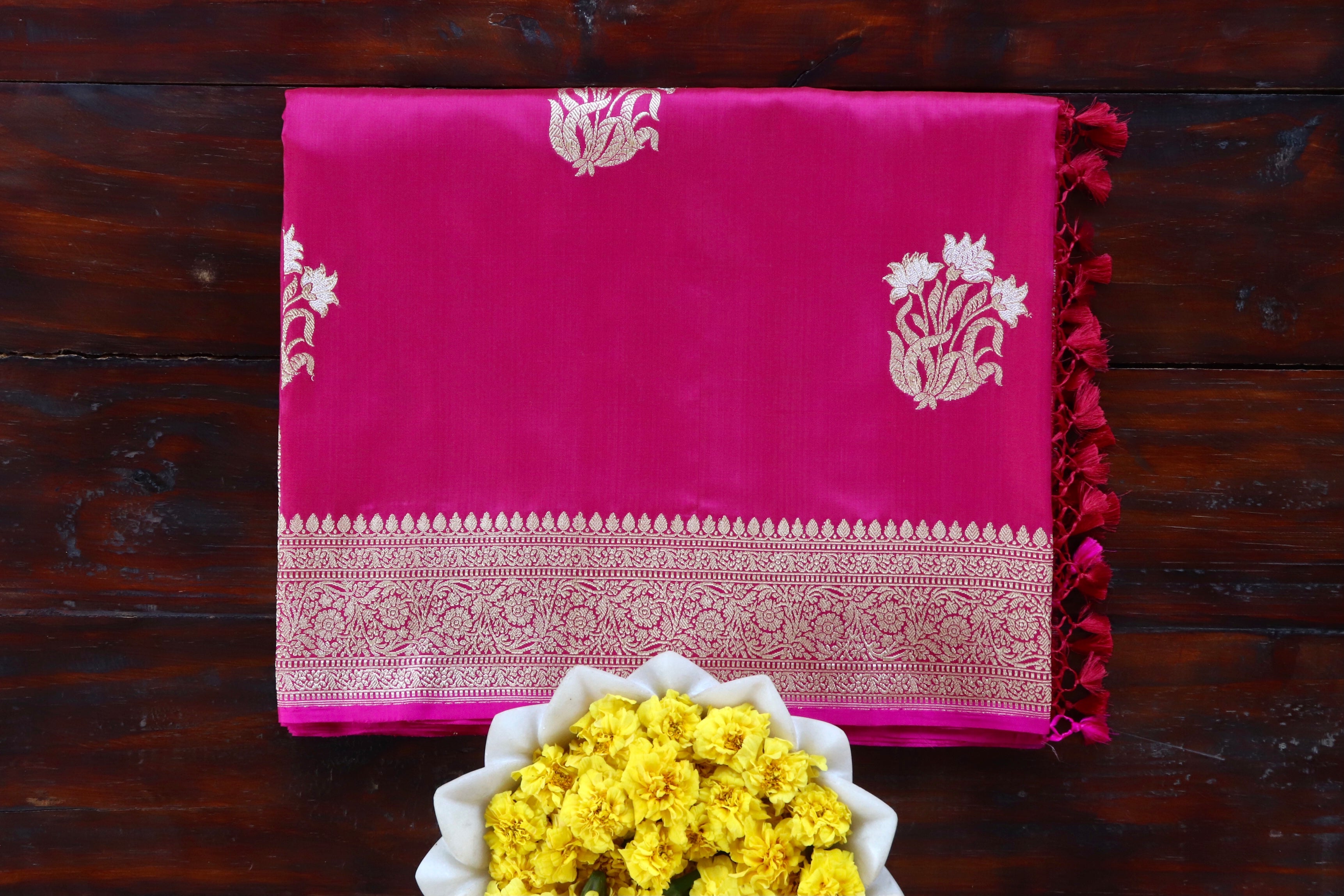 Pink Sona Rupa Motif Pure Silk Handloom Banarasi Saree