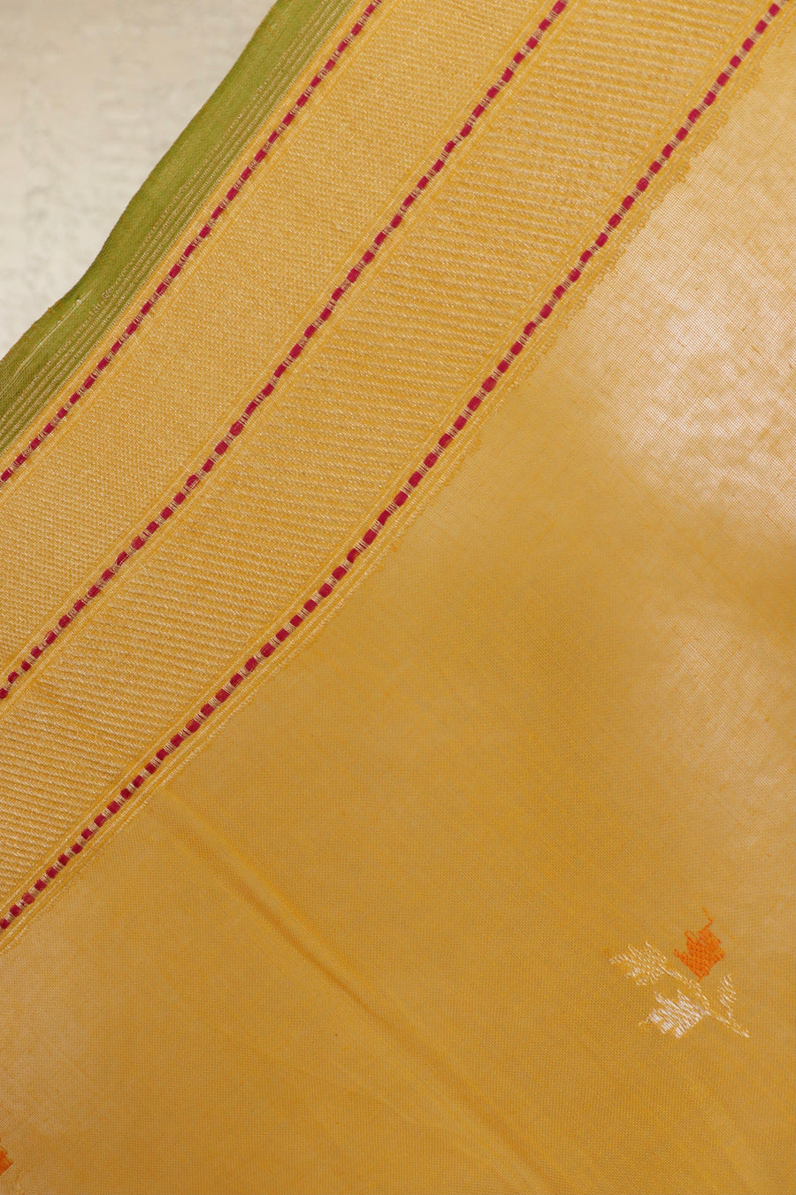 Yellow Cotton Kadhua Motif Banarasi Handloom Saree