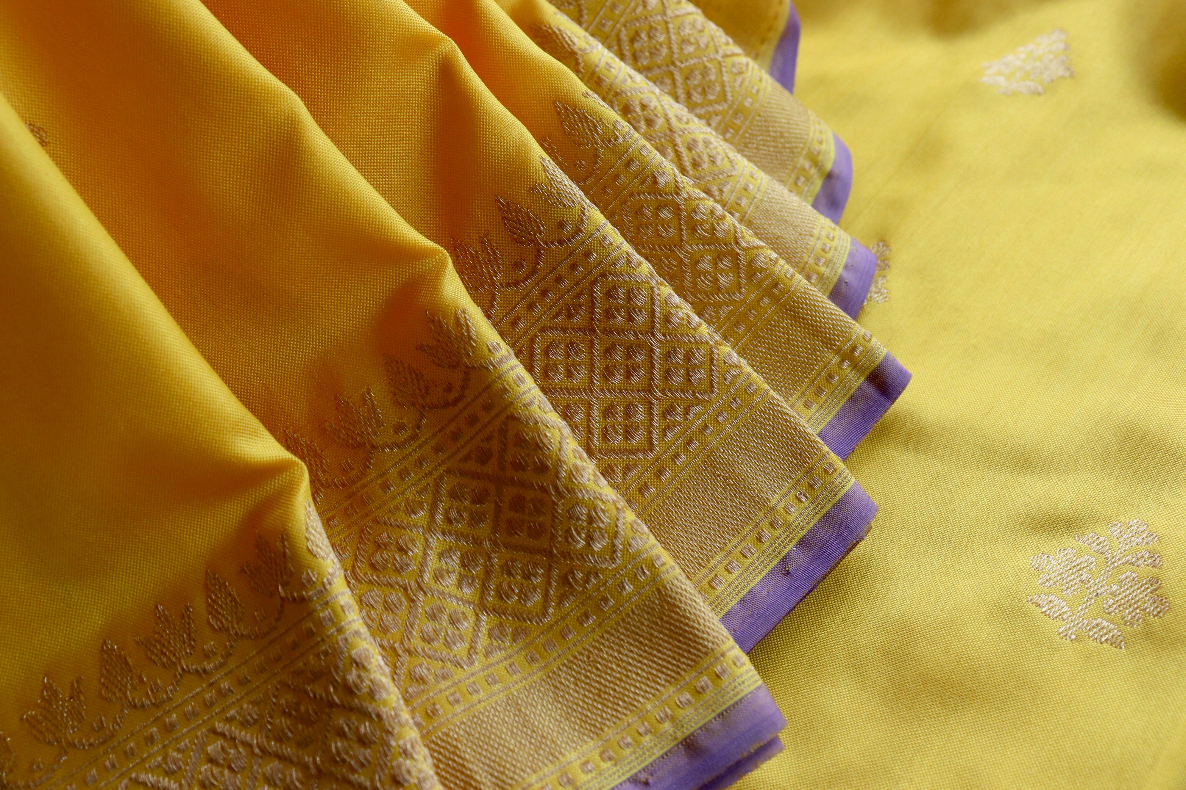 Yellow Kadhua Pure Silk Handloom Banarasi Saree