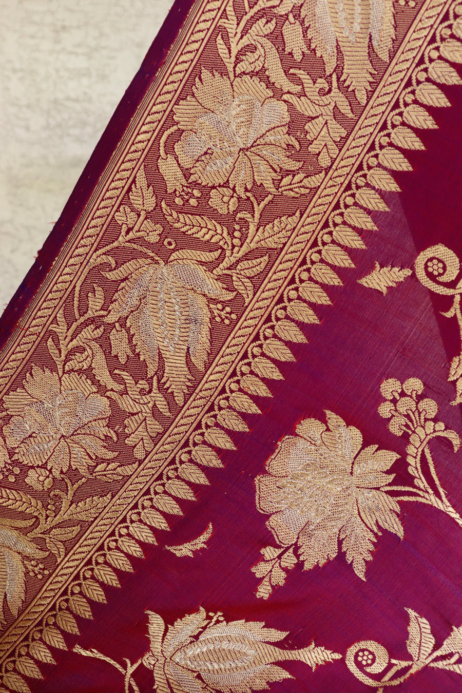 Purple Chinar Jangla Pure Silk Handloom Banarasi Saree