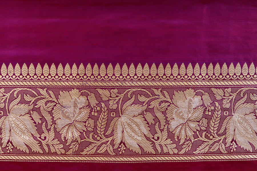 Purple Chinar Jangla Pure Silk Handloom Banarasi Saree