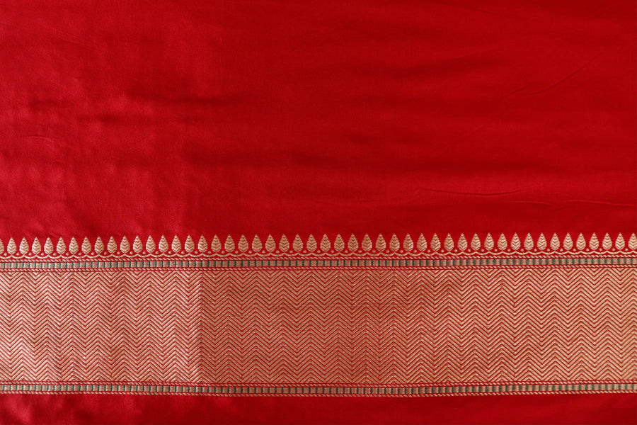 Red Meenadar Tanchoi Pure Silk Handloom Banarasi Saree