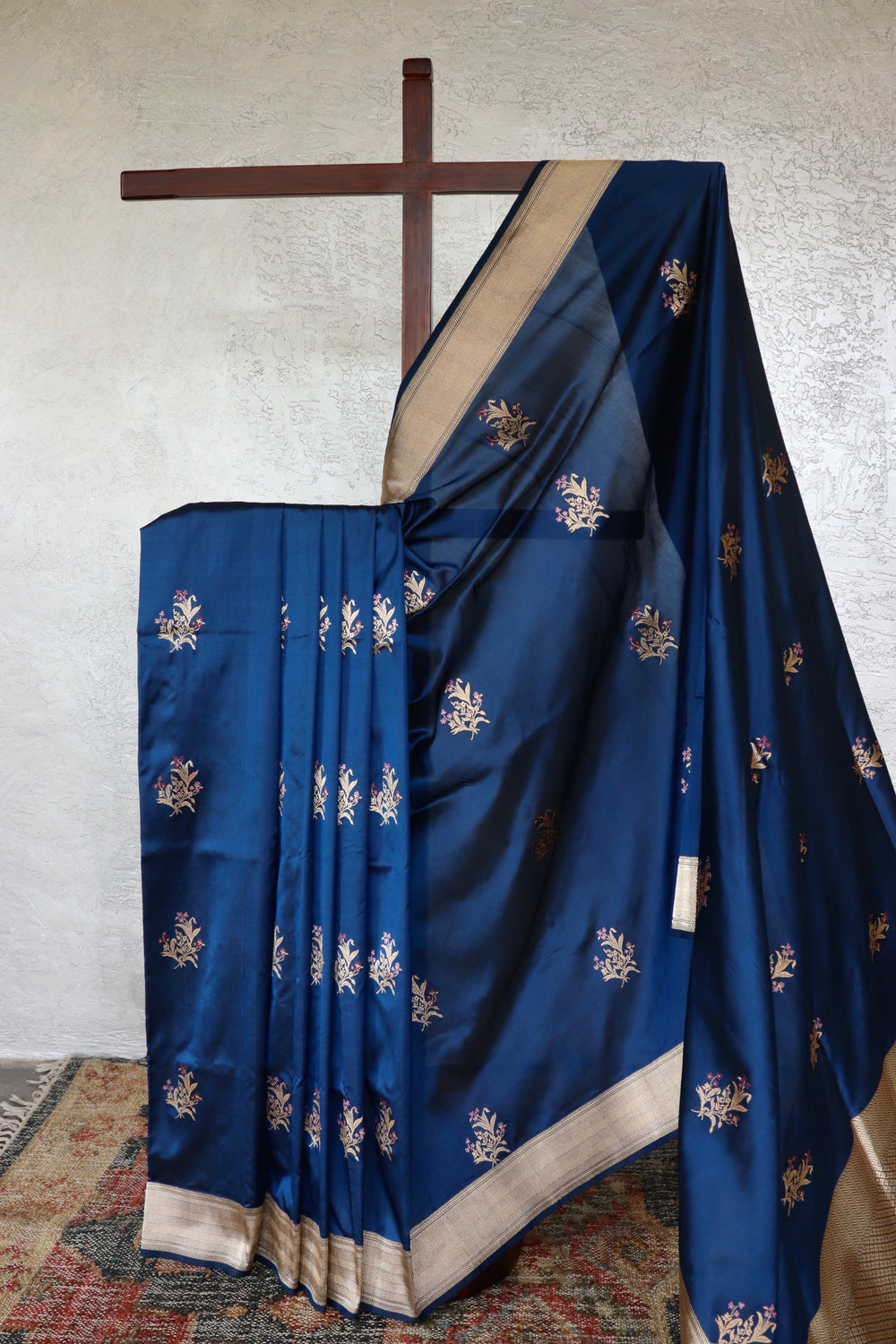 Deep Blue handloom Banarsi saree in pure silk