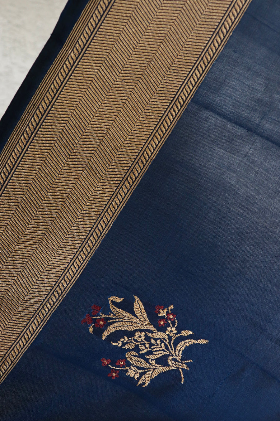 Deep Blue Alfi Pure Silk Handloom Banarasi Saree