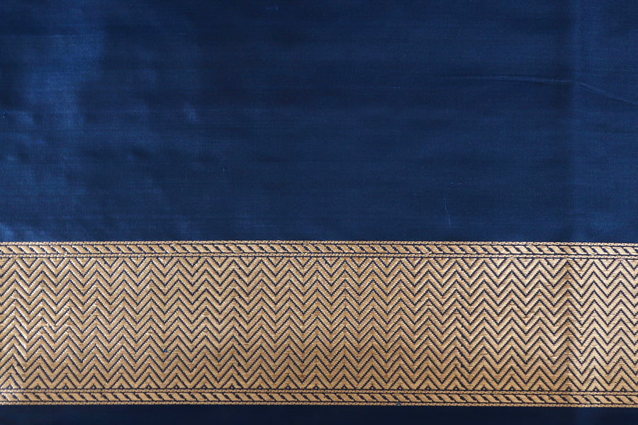 Deep Blue Alfi Pure Silk Handloom Banarasi Saree