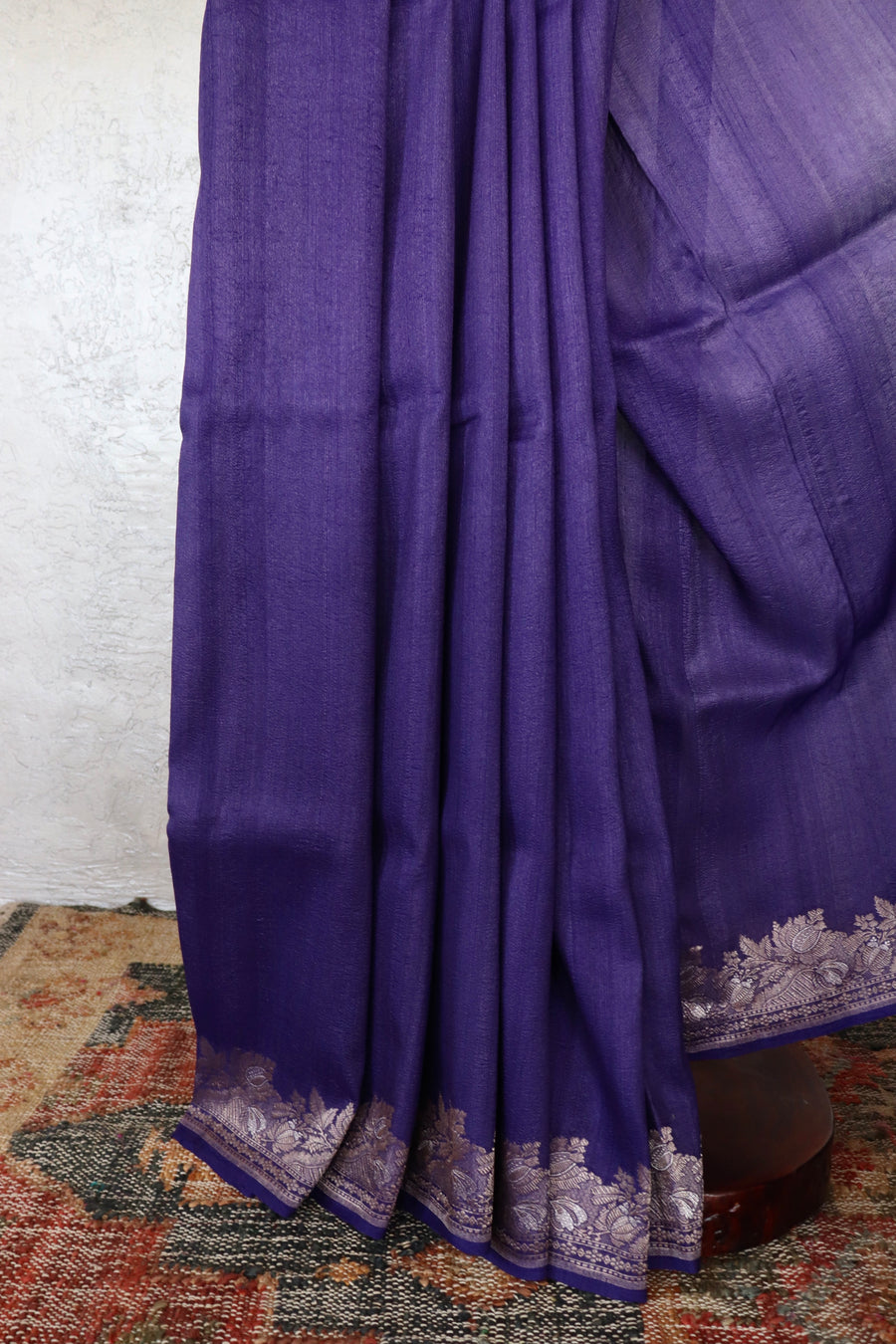 Violet Tussar Silk  Handloom Banarasi Saree
