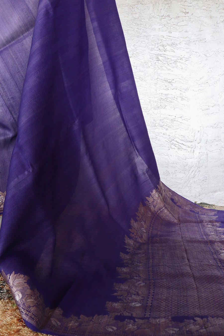 Violet Tussar Silk  Handloom Banarasi Saree