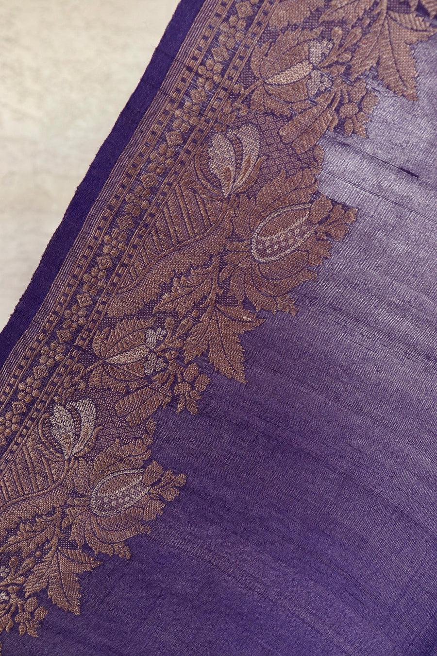 Violet Tussar Silk  Handloom Banarasi Saree