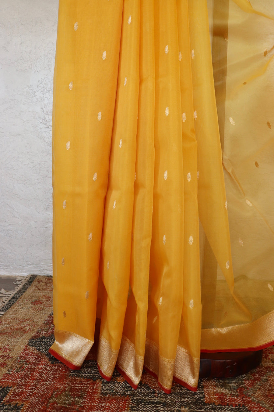 Yellow Kairy Kuniya Pure Kora Silk Handloom Banarasi Saree