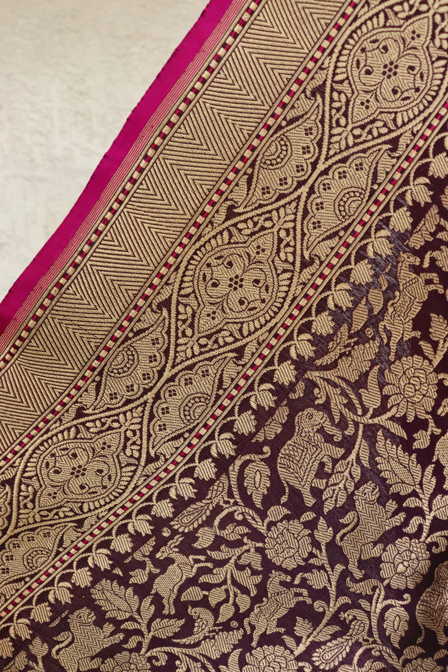Purple Shikargah Pure Silk Handloom Banarasi Saree