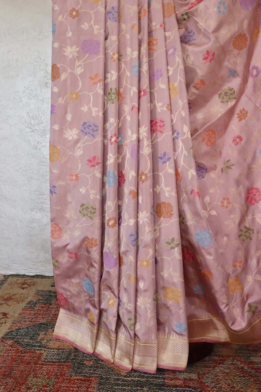 Pale Pink Kimkhab Pure Silk Handloom Banarasi Saree