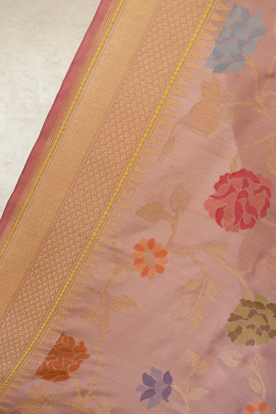 Pale Pink Kimkhab Pure Silk Handloom Banarasi Saree
