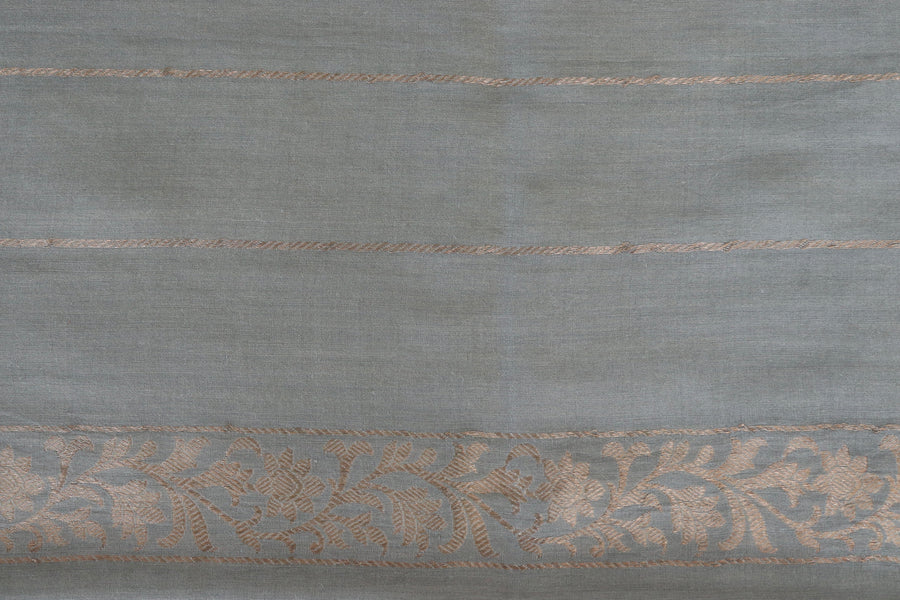 Grey Kadhua Motif Munga Silk Handloom Saree