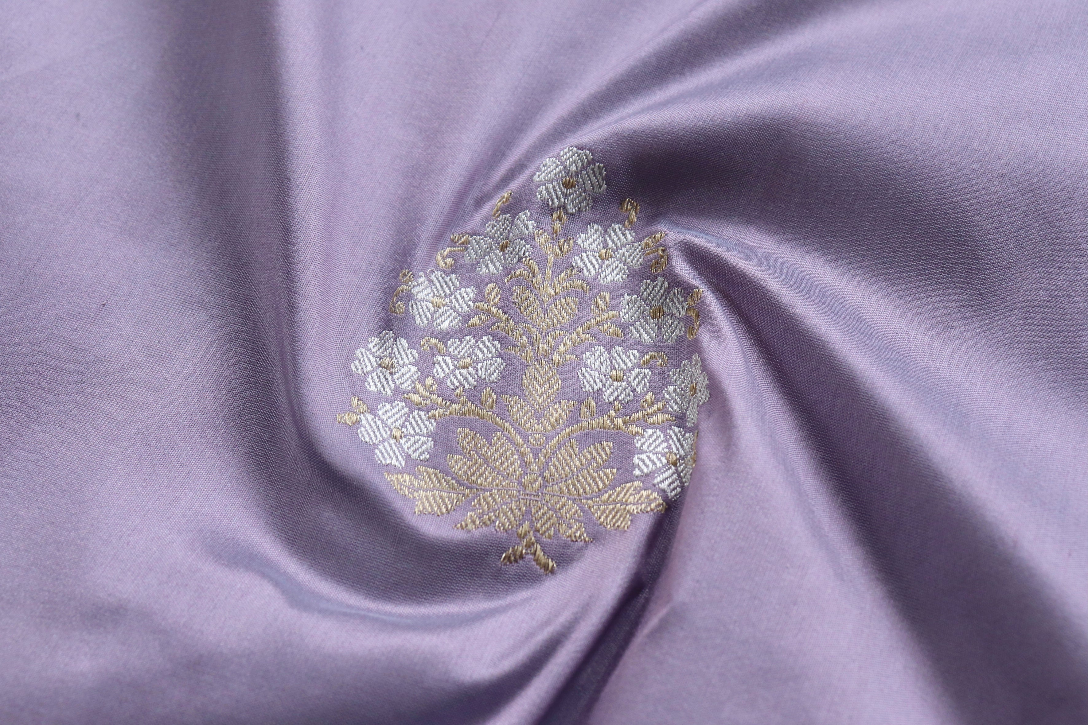 Lavender Sona Rupa Motif Pure Silk Handloom Banarasi Saree