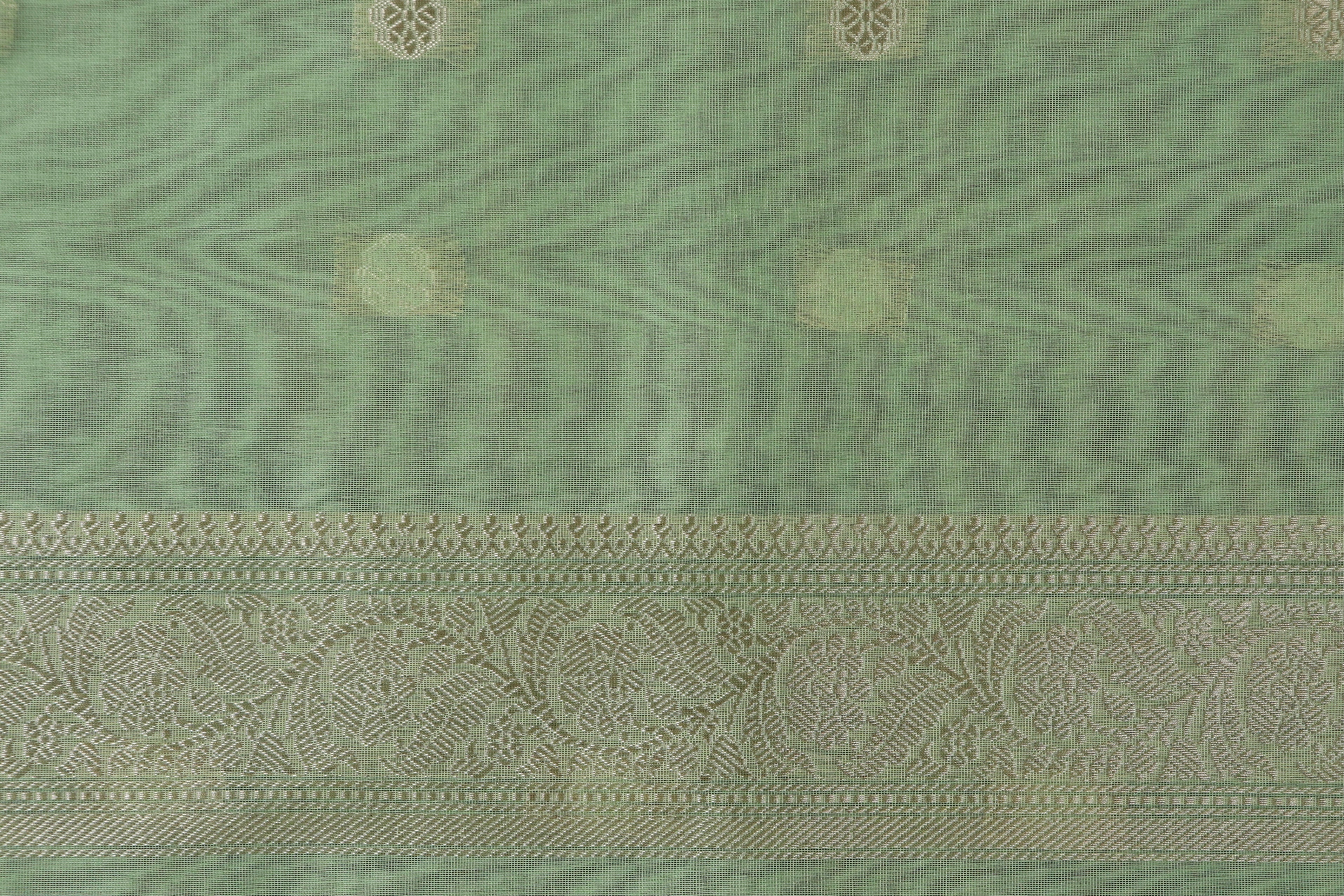 Lime Green Guldasta Motif Pure Kora Silk Handloom Saree