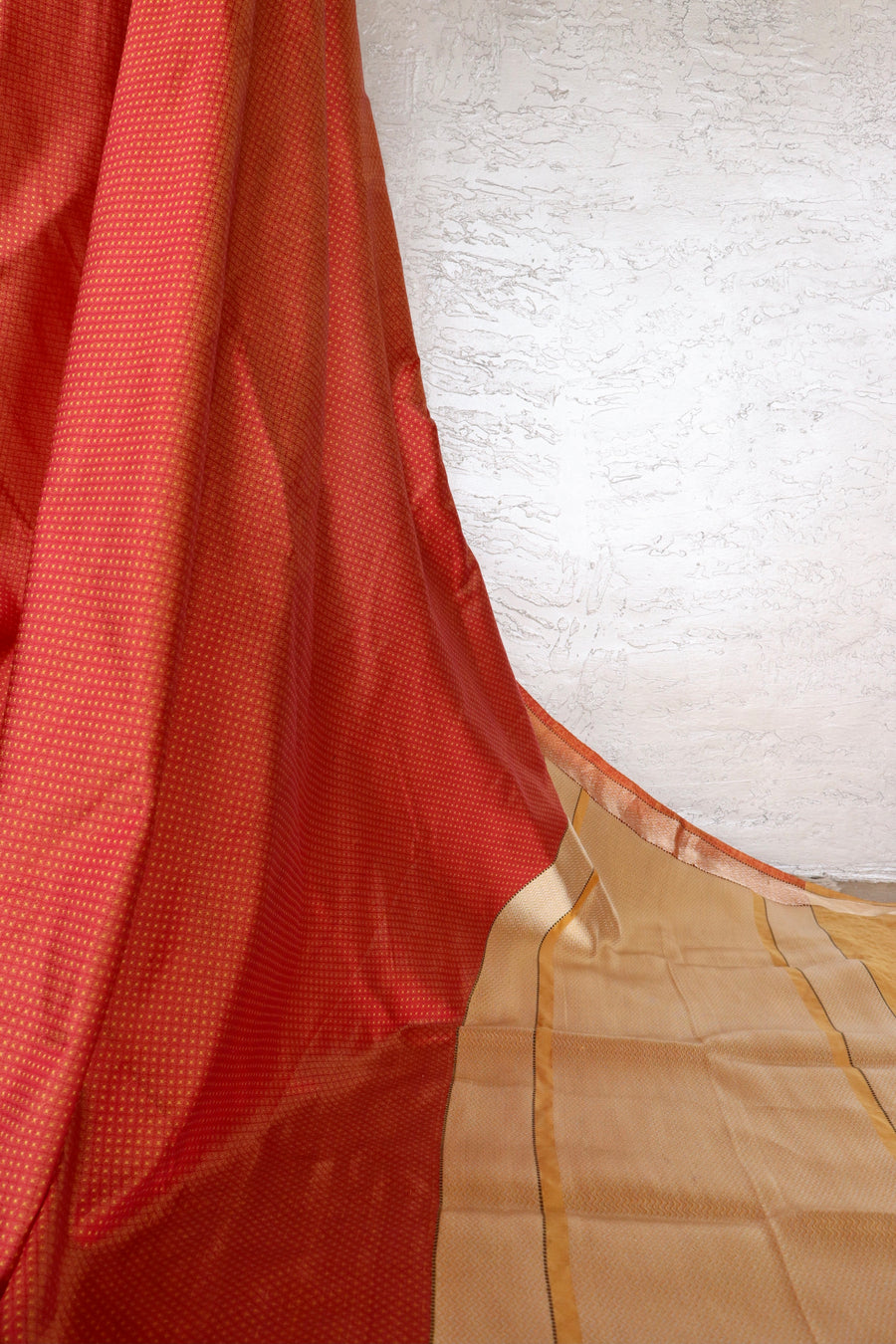 Yellow & Red Do Rukhi Resham Banarasi Tanchoi Silk | Stuti Weaves