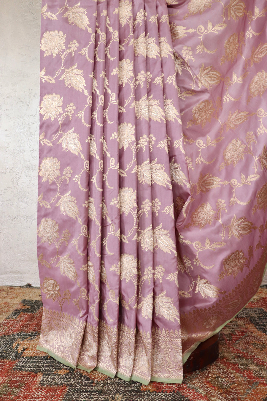 Lilac Chinar Jangla Pure Silk Handloom Banarasi Saree